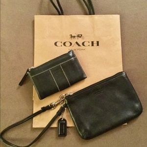 🌹 Coach Leather Wristlet & Mini Skinny ID Case 🌹
